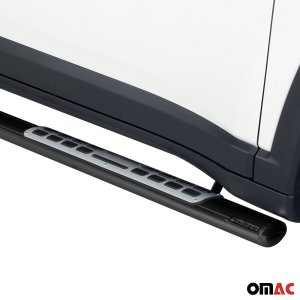 Jeep Compass Side Steps - Omac - S.Steel Oval - Black - '17-'25 Jeep Compass Side Steps - Omac - S.Steel Oval - Black - '17-'25